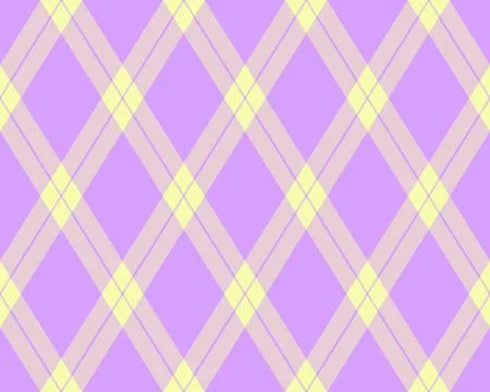 This vibrant argyle seamless pattern features soft pastel purple and yellow d Stock Illustration