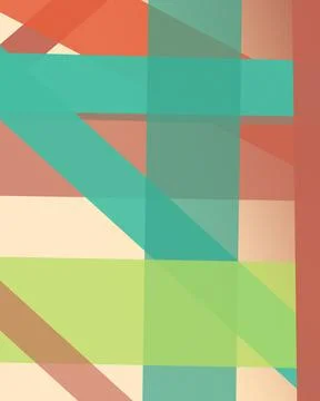 A vibrant arrangement of translucent angular blocks in teal, coral, cream, .. Stock Illustration