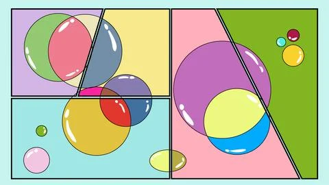 A vibrant array of cartoon bubbles, each unique in size and shape Stock Illustration