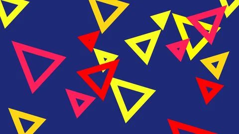 A vibrant array of triangles in shades of red and yellow, scattered across .. 写真素材