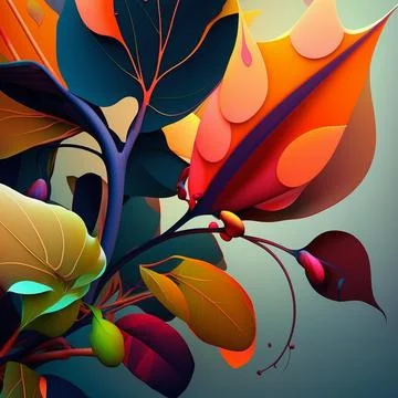 Vibrant art background. Digital generated wallpaper design with magic flowe.. 库存插图