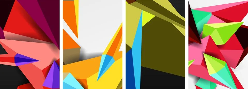 Vibrant artwork featuring yellow triangle and blue rectangle on white background Illustrazione stock