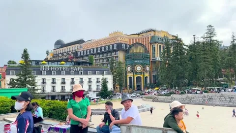 Vibrant Atmosphere at Sa Pa Central Square Stock Footage 324916143