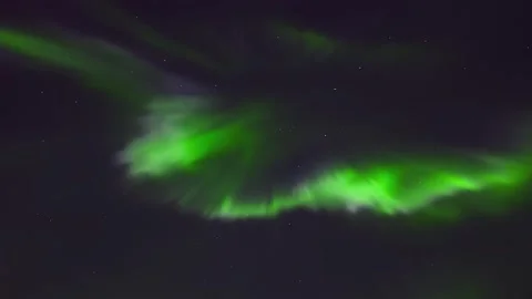 Vibrant Aurora Borealis Over Arctic Sky Spectacular Celestial Display in High- Stock Footage 308969973