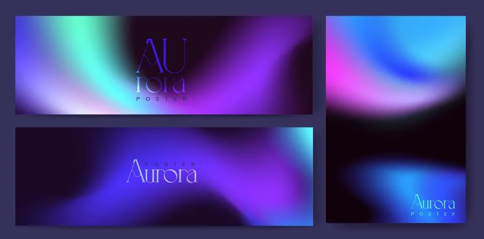 Vibrant aurora gradient backgrounds Stock Illustration