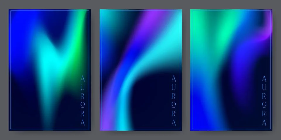 Vibrant aurora gradient backgrounds Stock Illustration