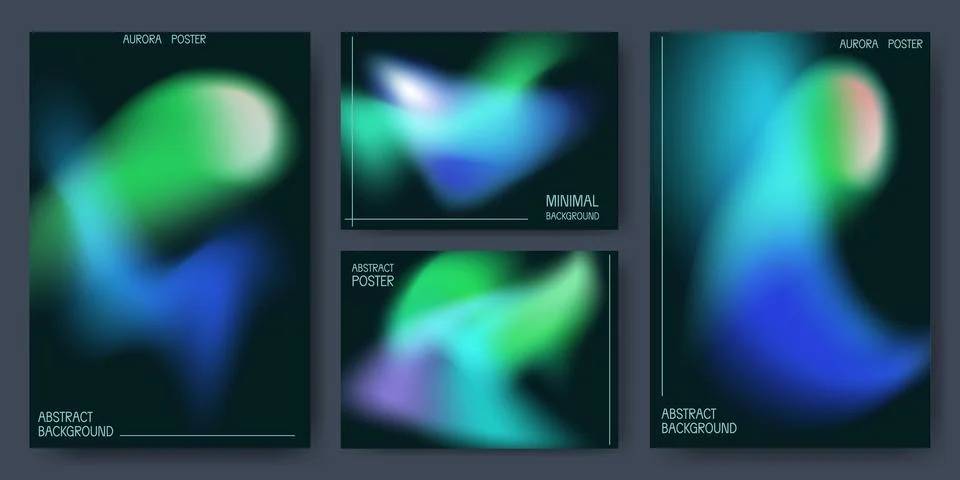 Vibrant aurora gradient backgrounds Stock Illustration