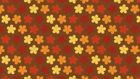 Vibrant autumn clover patterns repeating on brown textured background Stock Illustration