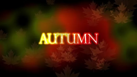 Vibrant Autumn Glowing Text &amp; Maple Leaves Background Loop 4K Stock Footage 348006685