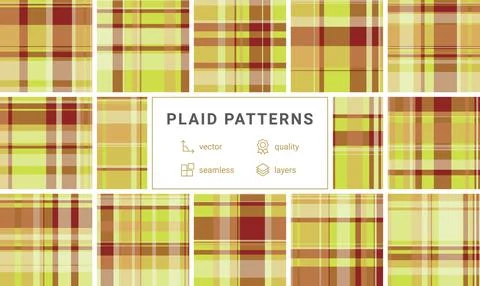 This vibrant autumn plaid pattern combines rich red, orange, and lime green.. イラスト素材