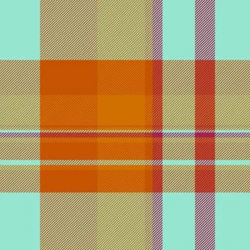 Vibrant autumnal plaid pattern in orange, beige, and mint green.  Ideal for t Stock Illustration