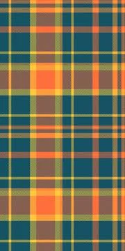 Vibrant autumnal plaid pattern in teal, orange, and gold.  Perfect for fall f Stock Illustration