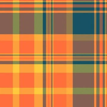 Vibrant autumnal plaid pattern in warm oranges and yellows, accented with m.. Stock Illustration