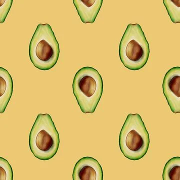 Vibrant avocado pattern on a cheerful yellow background for creative designs Stock Illustration