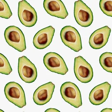 Vibrant avocado watercolor pattern for textile and packaging design in seam.. Stock Illustration