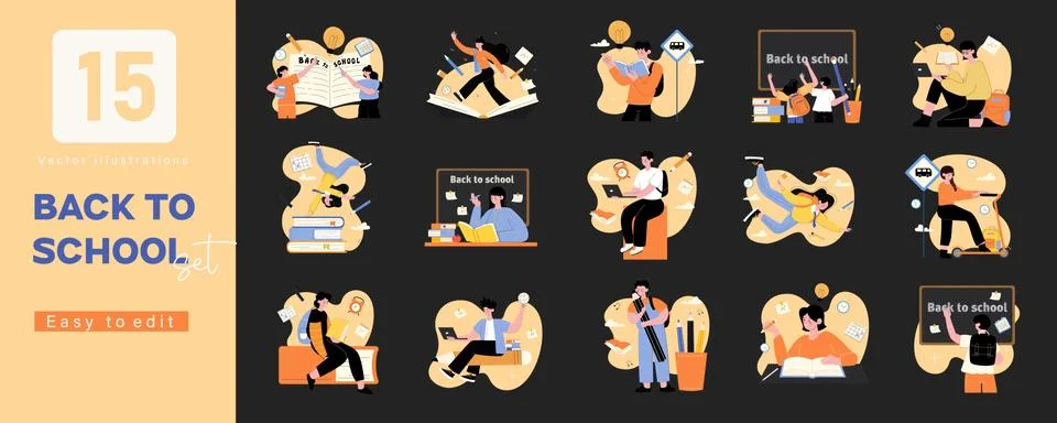 Vibrant Back to School Vector Illustrations. Perfect for Educational and Stock Illustration