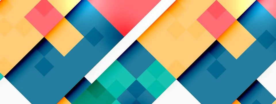 Vibrant background with geometric pattern of squares and lines in various shades Stock Illustration