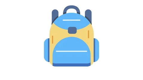 A vibrant backpack featuring a blue and yellow design, suitable for school .. Stock Footage 332452843