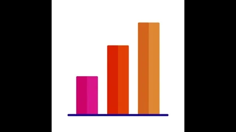 Vibrant bar chart with colorful bars on blue base Stock Footage 324859518