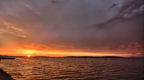 Vibrant Beach Sunset Stock Footage 33303117