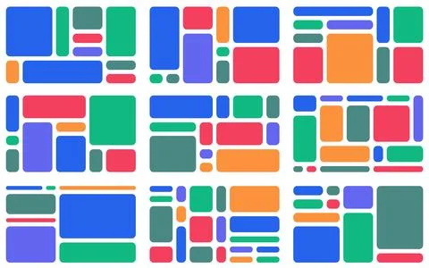 Vibrant Bento Grid Layout Stock Illustration