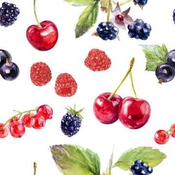Vibrant Berry Pattern Background with Blackberries, Raspberries, and Red 스톡 일러스트