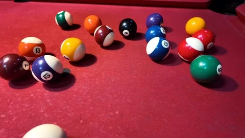 Vibrant Billiard Balls on Red Stock Footage 288831815