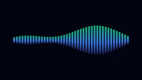 A vibrant blue and green gradient audio waveform on a solid black background Stock-Footage 338310197