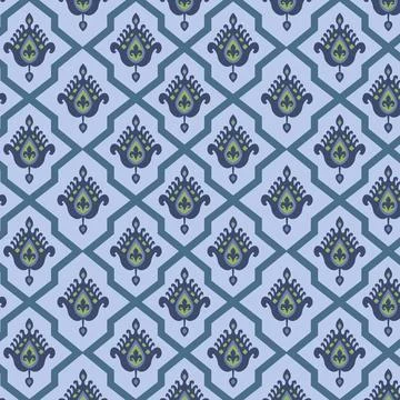 A vibrant blue and green pattern against a calming blue background Stock Illustration