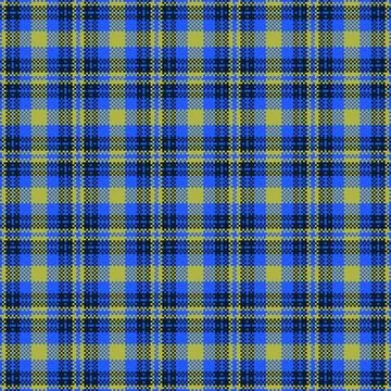 Vibrant blue and olive pixelated plaid pattern, fusing retro digital art wi.. Stock Illustration