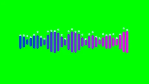 Vibrant blue and pink audio waveform visualization on a bright green screen Stock Footage 340904189