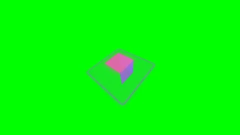 A vibrant blue and purple rectangular block floating against a green backgrou Stock Footage 341839040