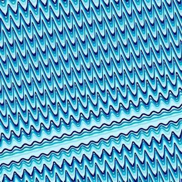 Vibrant Blue and White Abstract Wavy Geometric Pattern with Jagged Lines and イラスト素材