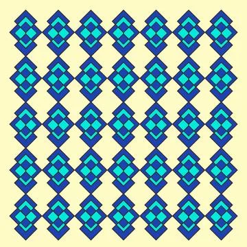 A vibrant blue and white pattern on a sunny yellow background Stock Illustration