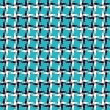 Vibrant blue and white pixelated plaid pattern featuring a seamless geometr.. Illustrazione stock