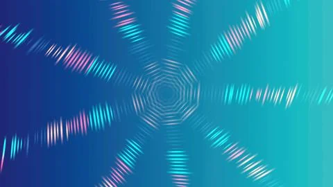 Vibrant blue background with dynamic geometric patterns and lights Stock Illustration