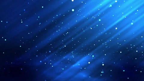 Vibrant blue background with sparkling particles and radiant beams of light Vídeo Stock 332532142