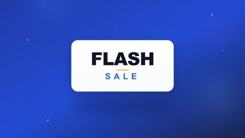 Vibrant blue background with white and yellow flash sale notification disco.. 動画素材 336365264