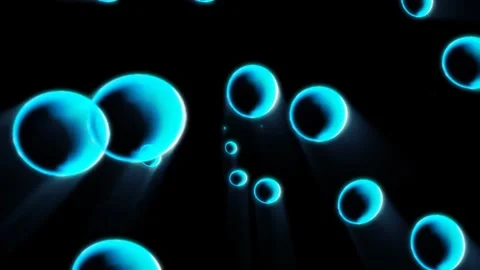Vibrant blue bubbles ascend through a dark background Stock Footage 301972867