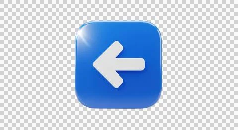 A vibrant blue button with a white left-pointing arrow symbol. isolated on .. Stock Photos