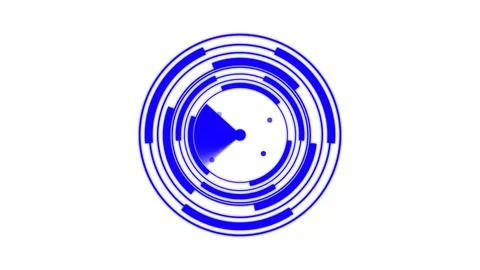 Vibrant blue circular radar interface with animated scanning sector and con.. Stockillustratie