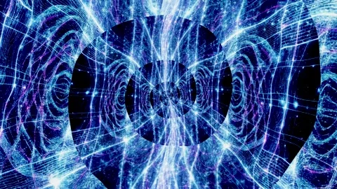 Vibrant blue energy patterns move through space in abstract design Stock Footage 333445974