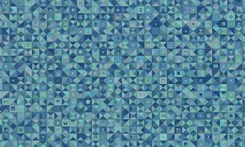 Vibrant blue geometric pattern with triangles and shapes Stock Illustration