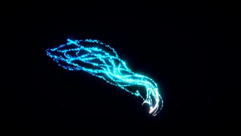 Vibrant blue glowing 3D abstract liquid light waves in a dark background. Stock Footage 342363295