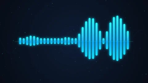 A vibrant blue glowing digital audio waveform graphic with varying amplitud.. Stock Footage 346845564