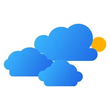 Vibrant blue gradient clouds and yellow sun illustration for weather foreca.. Ilustración de archivo