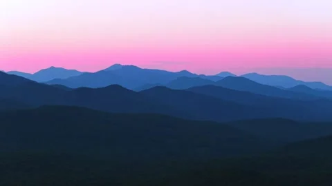 Vibrant blue hour sunset Adirondack Mountain Upstate New York above Schroon Stockbeeldmateriaal 344390822