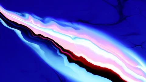 Vibrant blue liquid abstract with white and pink swirling patterns 库存插图