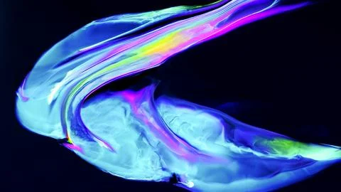 Vibrant blue liquid abstract with white and pink swirling patterns 库存插图