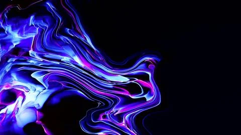 Vibrant blue liquid abstract with white and pink swirling patterns 库存插图